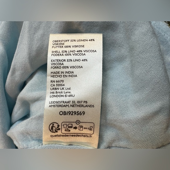 Anthropologie Mona belted Linen Shirt Dress Maeve NEW Large Blue Floral - Picture 14 of 15